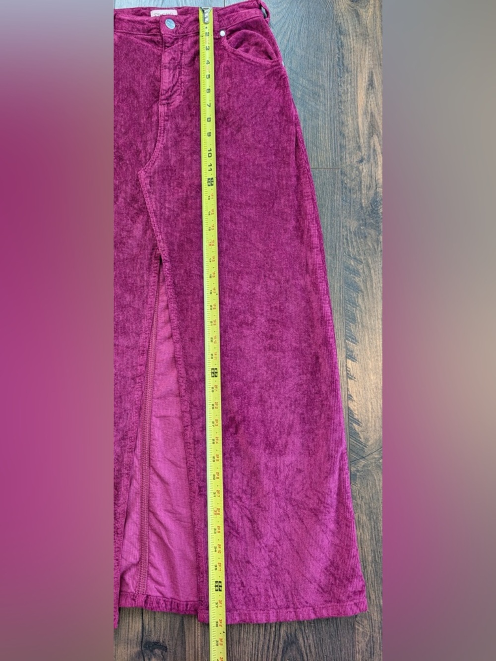 Anthropologie Pilcro The Madi Front Slit Corduroy Skirt Dark Fuschia Size 2 - Picture 10 of 10